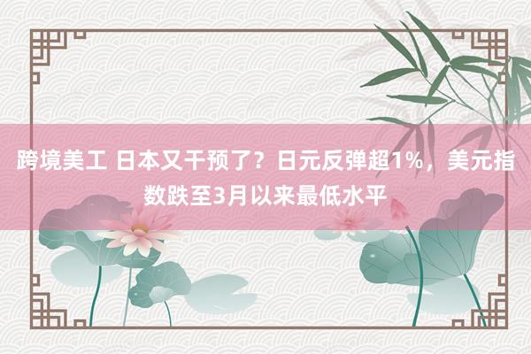 跨境美工 日本又干预了？日元反弹超1%，美元指数跌至3月以来最低水平