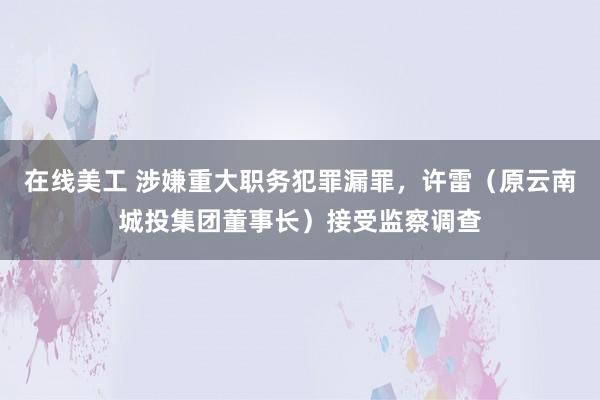 在线美工 涉嫌重大职务犯罪漏罪，许雷（原云南城投集团董事长）接受监察调查