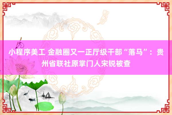 小程序美工 金融圈又一正厅级干部“落马”：贵州省联社原掌门人宋锐被查