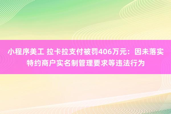 小程序美工 拉卡拉支付被罚406万元：因未落实特约商户实名制管理要求等违法行为